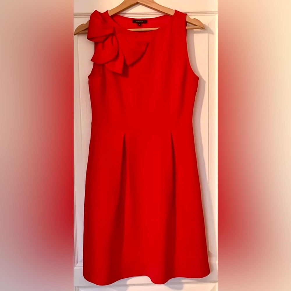 RW&CO - Elegant Red A-line with a Bow Dress - Picture 1 of 4